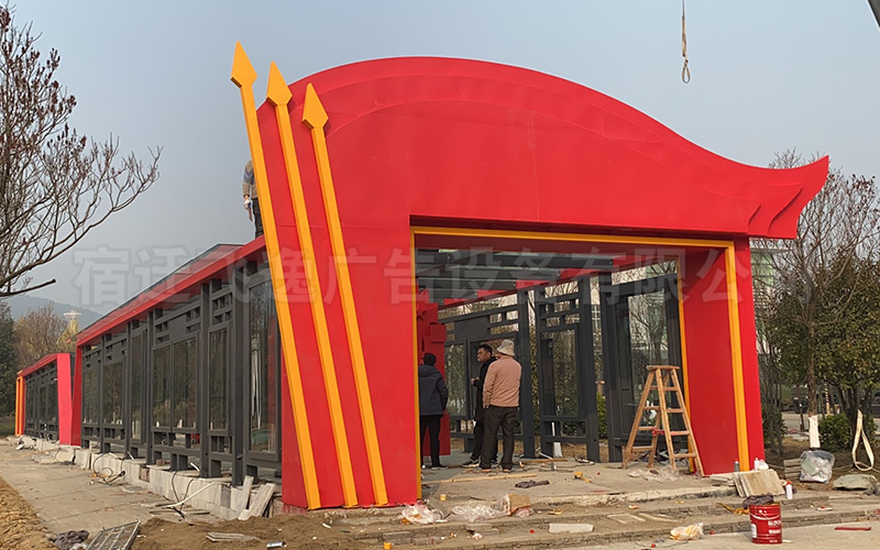 杭州部隊燈箱軍旅文化長廊廊架生產安裝完成